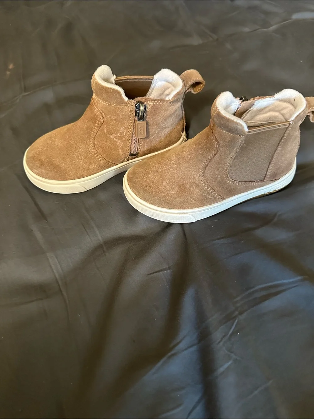 Kids UGG Suede Slip-On Ankle Boots in Brown
